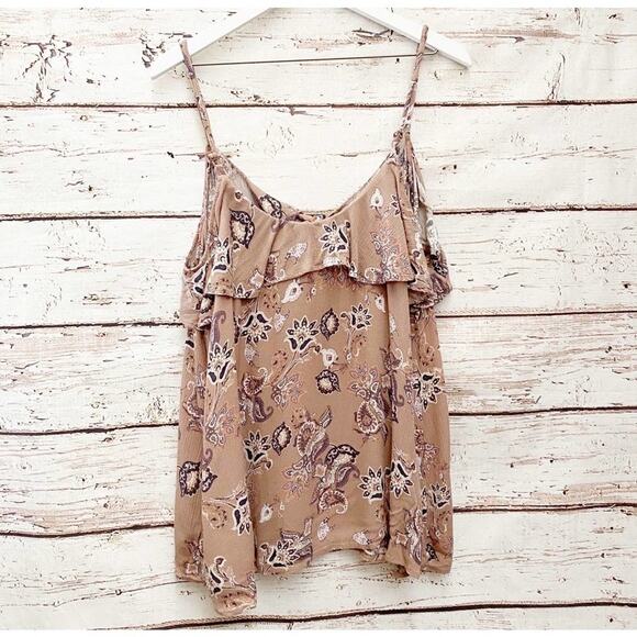 TORRID Walnut Paisley Gauze Cold Shoulder Top Sz 1 - Picture 4 of 8
